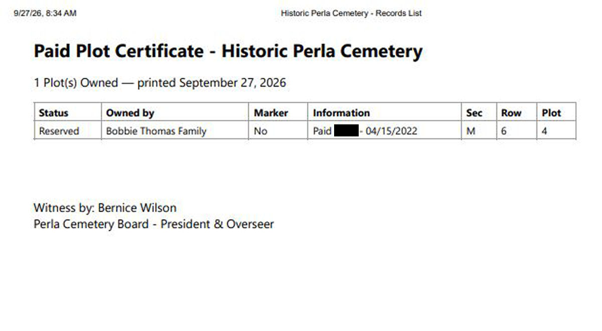 Plot Certificate Example