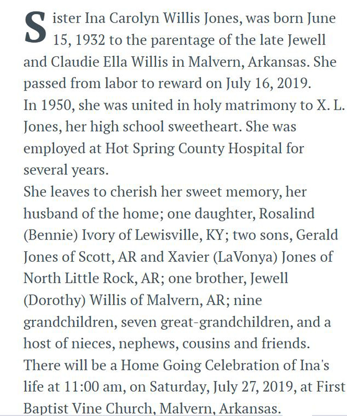 Obituary page 1