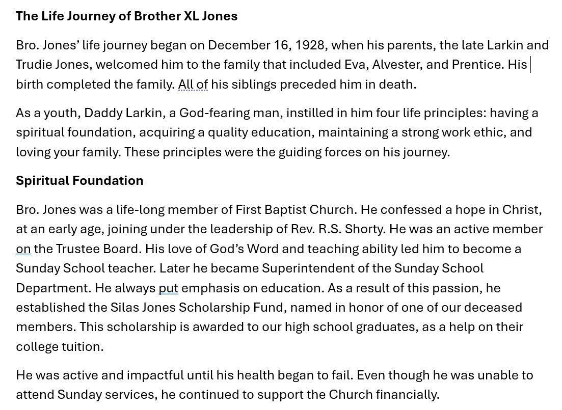 Obituary page 1
